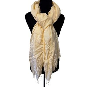 Cream-Colored Scarf with Beaded Ends - Beachcombers International